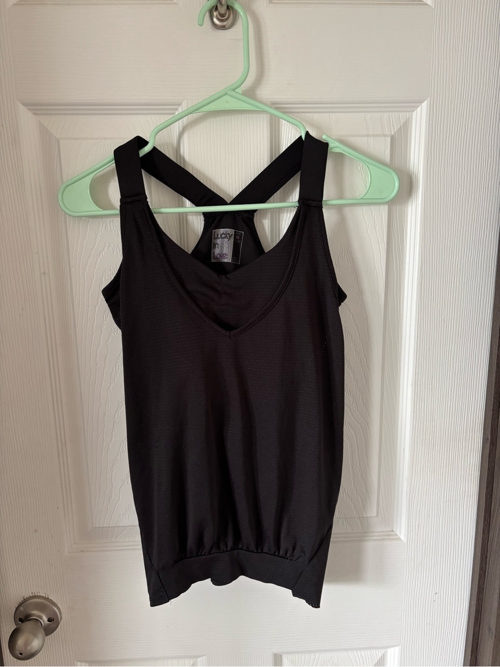Lucky in Love Black Cross-Back Performance Tank